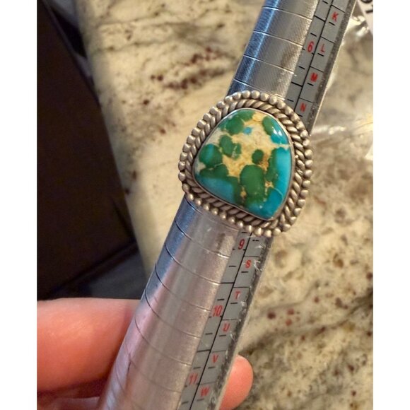 Artisan Sterling Silver Sonoran Mountain Turquoise Statement Ring Rope 8 gift - Picture 8 of 9